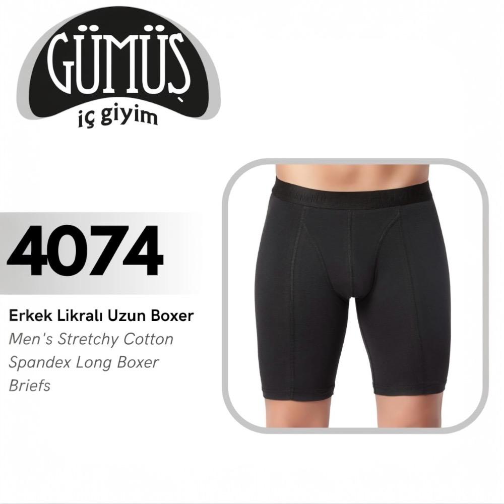 GÜMÜŞ 4074 XL ERKEK LİKRALI UZUN BOXER