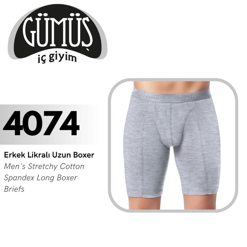GÜMÜŞ 4074 L ERKEK LİKRALI UZUN BOXER