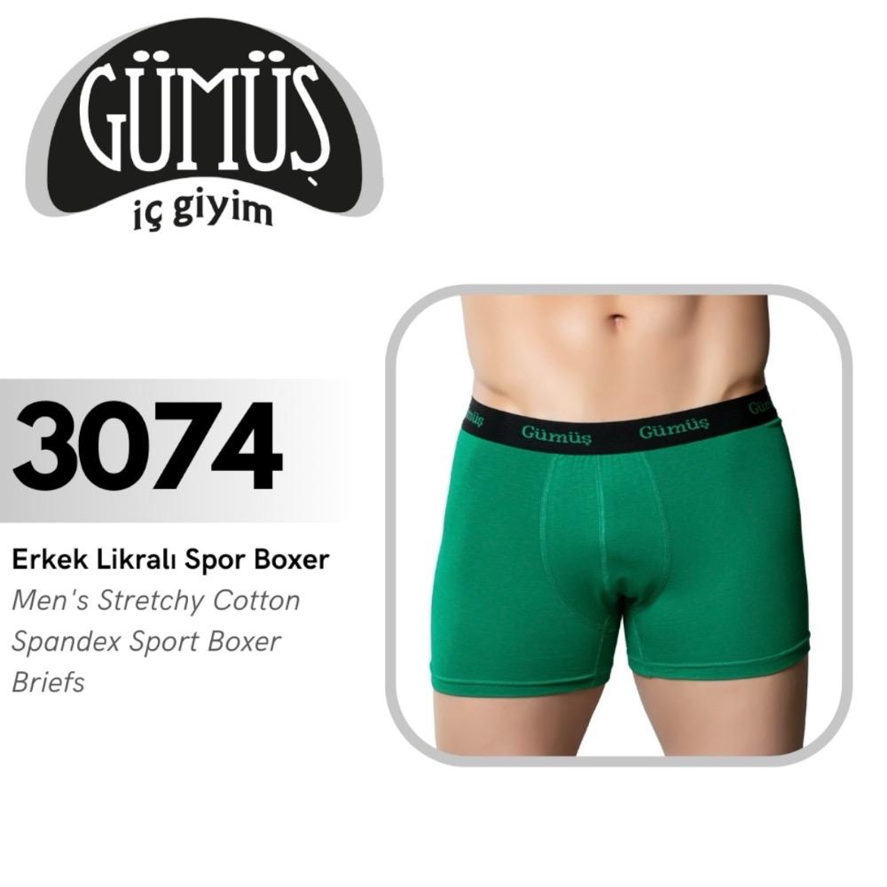 GÜMÜŞ 3074 L ERKEK LİKRALI SPOR BOXER