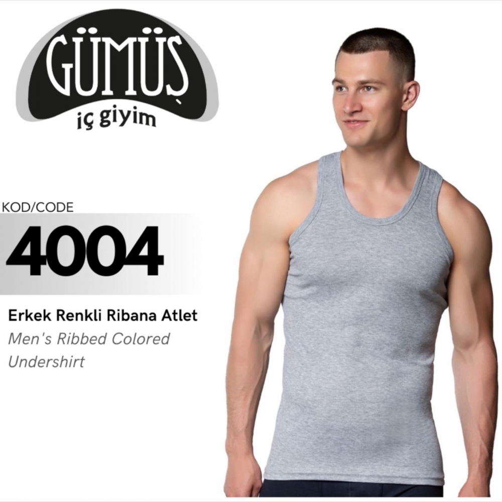 GÜMÜŞ 4004 2XL ERKEK RENKLİ RİBANA ATLET