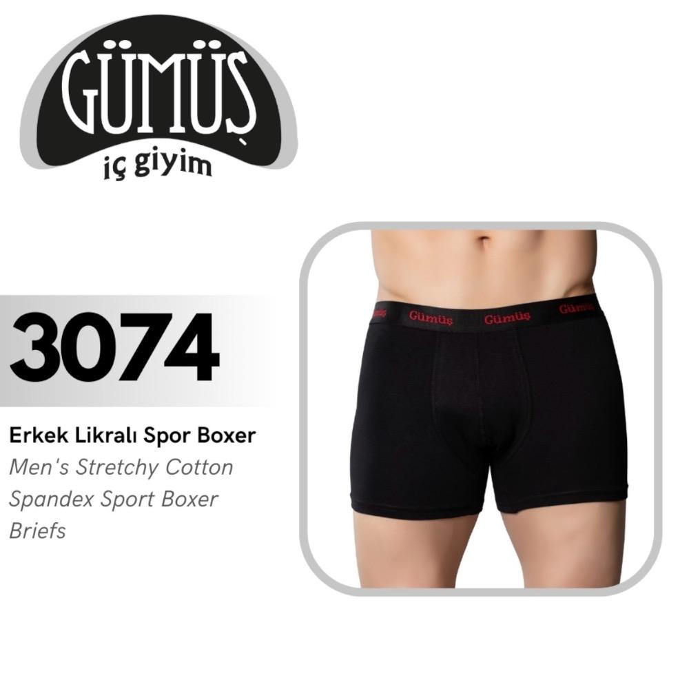 GÜMÜŞ 3074 XL ERKEK LİKRALI SPOR BOXER