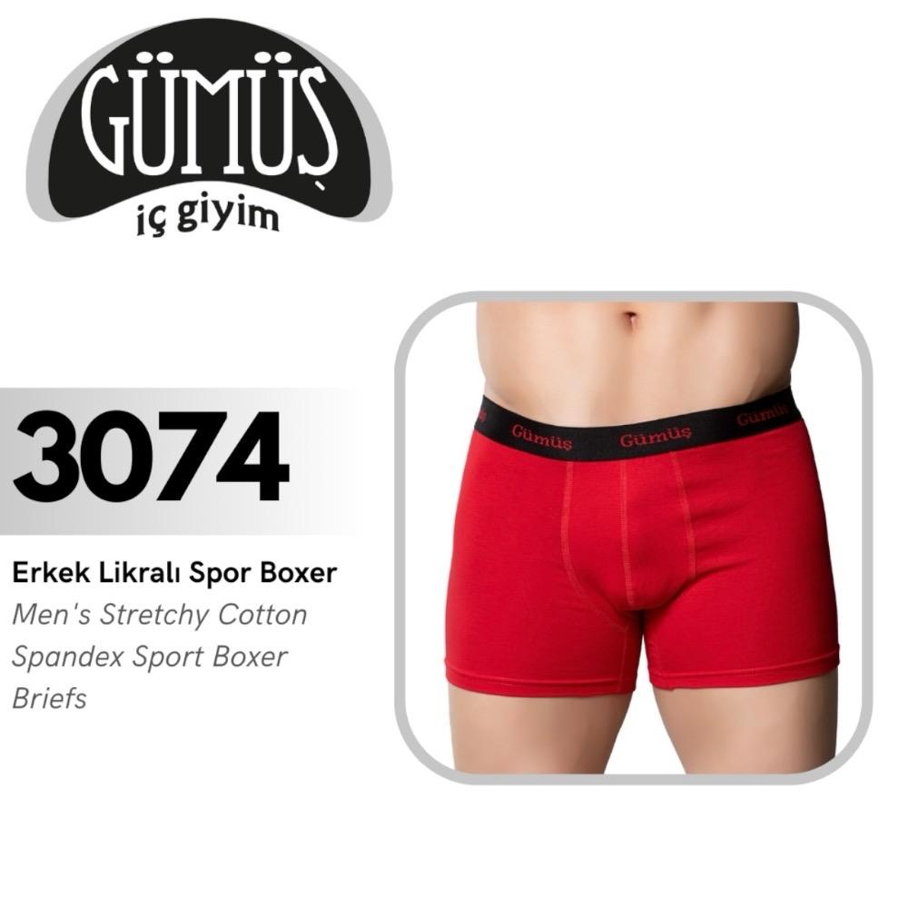 GÜMÜŞ 3074 M ERKEK LİKRALI SPOR BOXER