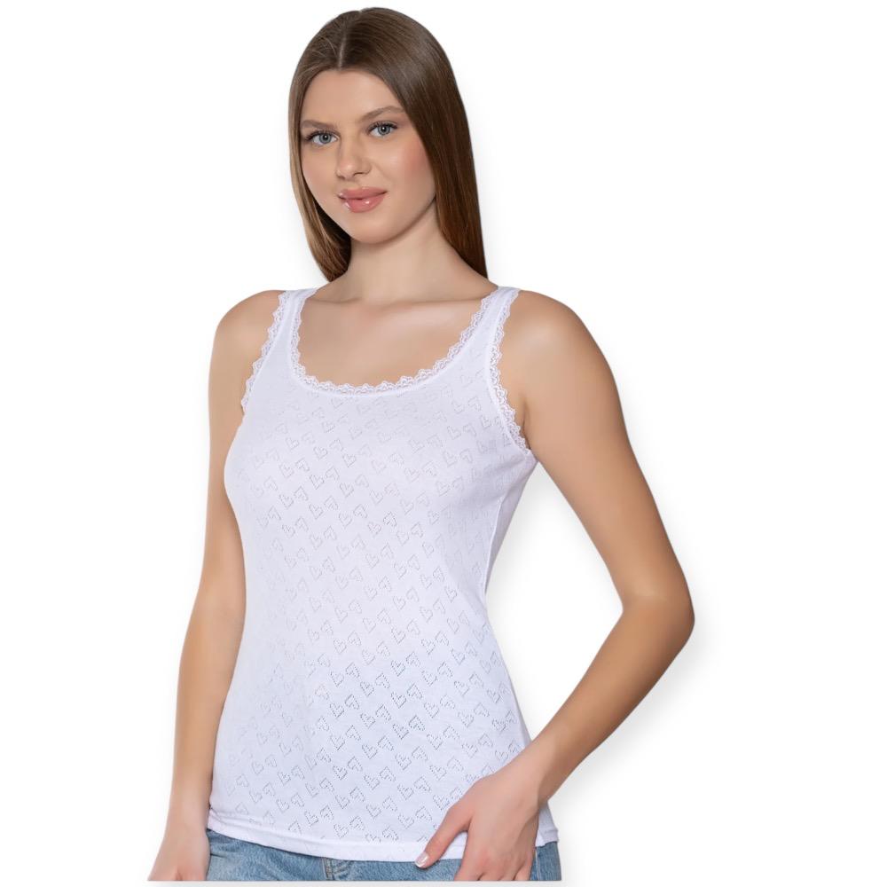 GÜMÜŞ 3081 2XL KADIN JAKARLI GENİŞ ASKI ATLET